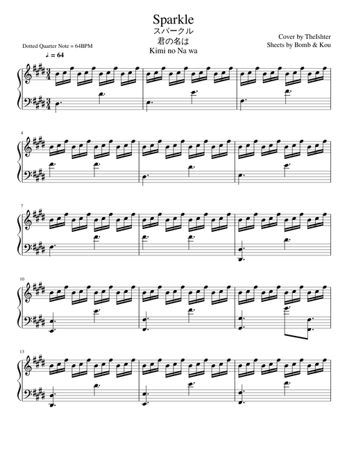 Kimi no Na wa - (君の名は) - Sparkle | TheIshter | Full Sheets