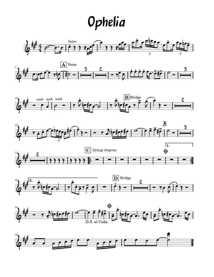 Ophelia The Band Ophelia Alto Sheet music for Saxophone alto (Jazz