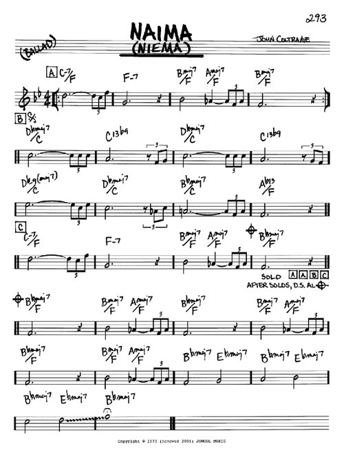 Naima (Niema) - John Coltrane (Real Book - Melody-Chords)