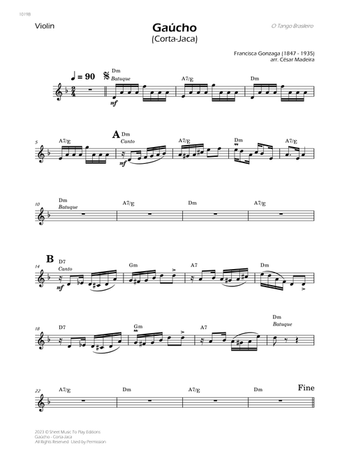 Gaúcho (Corta-Jaca) - Violin Solo - W/Chords (Arr. César Madeira) - Chiquinha Gonzaga (Violin Solo)