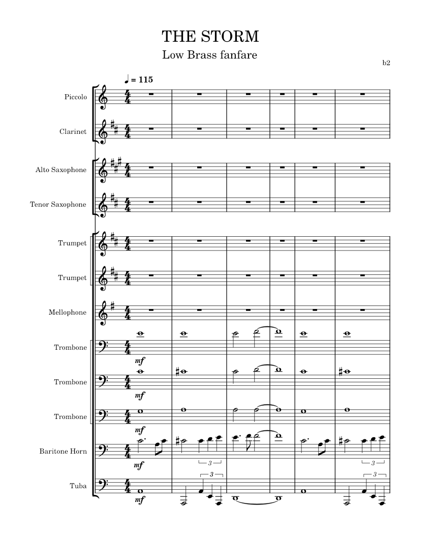 THE STORM Sheet music for Trombone, Tuba, Mellophone, Flute piccolo ...