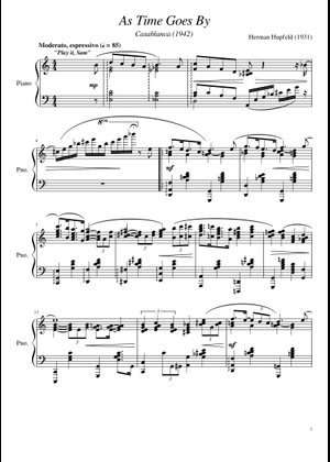 As Time Goes By - Herman Hupfeld Sheet Music with Chords for Piano