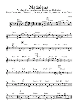 Madalena - Ivan Lins Sheet Music with Chords for Piano (Solo) easy Madalena - Ivan Lins Sheet Music with Chords for Piano (Solo) easy
