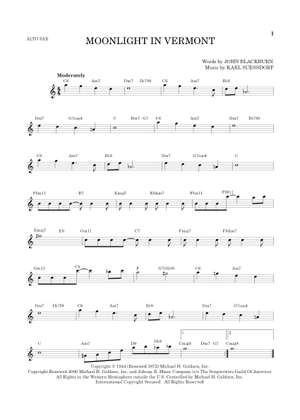 Play Official version of Moonlight In Vermont Sheet Music by