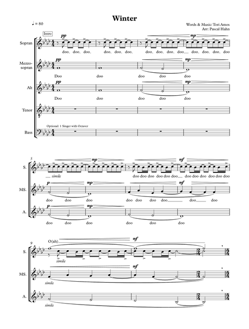 Winter (Arr. Pascal Hahn) - Tori Amos (Choral, SATB divisi)
