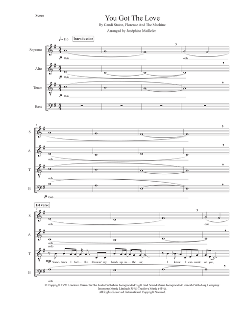 You Got The Love (Arr. Joséphine Maillefer) - Florence And The Machine (Choral, SATB)
