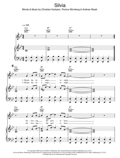 Silvia - Miike Snow (Piano-Vocal-Guitar (Piano Accompaniment))