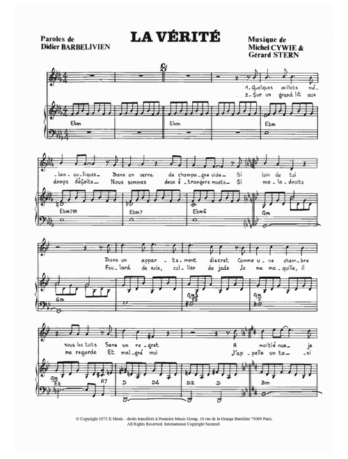 La Verite - Marie Laforet (Piano Vocal)