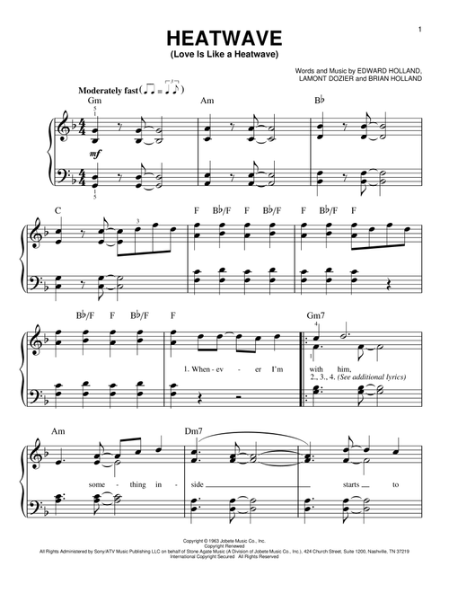 Heatwave (Love Is Like A Heatwave) - Martha & The Vandellas (Very Easy Piano)