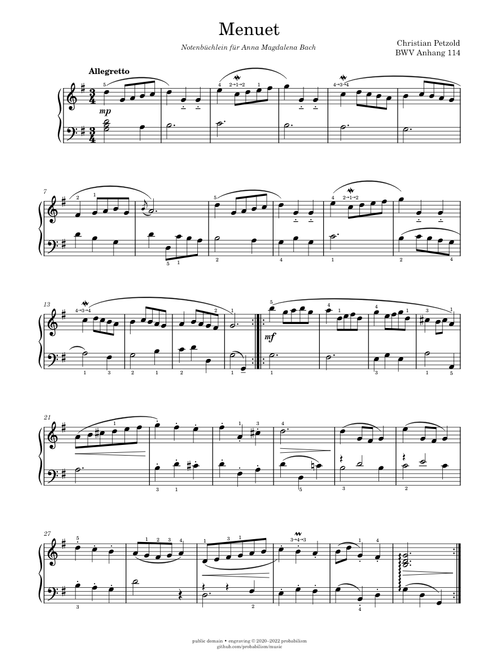 Petzold, C. - Menuet G-Dur BWV 114