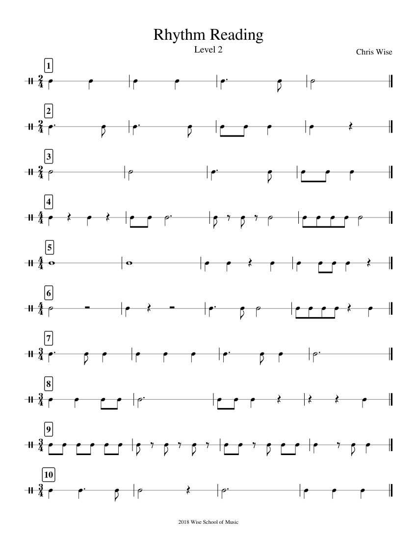 Rhythm Reading - Level 2 Sheet music for Claves (Solo) | Musescore.com