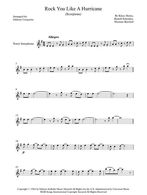Rock You Like A Hurricane (Arr. Gildson Cerqueira) - Scorpions (Tenor Sax Solo)