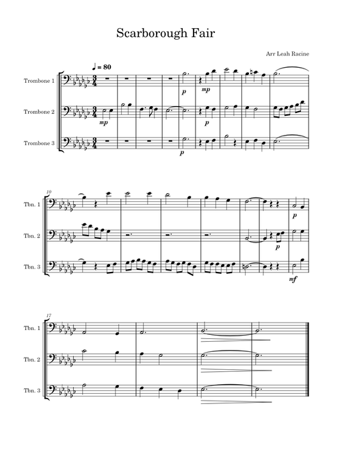Scarborough Fair for three trombones