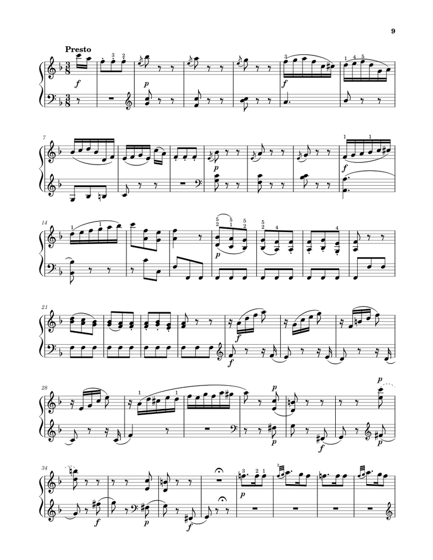 Sonata No. 2, 3rd Movement K. 280 Sheet Music for Piano