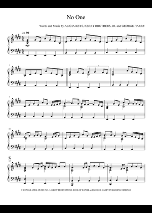 Alicia Keys No One Sheet Music with Chords for Piano, Vocals (Piano ...