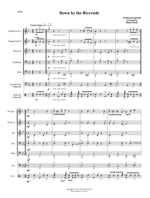 Down by the Riverside - Brass Quintet arranged in Trad. New Orleans Brass Band Style (Arr. Dennis Ruello) - African - American Spiritual (Brass Ensemble)