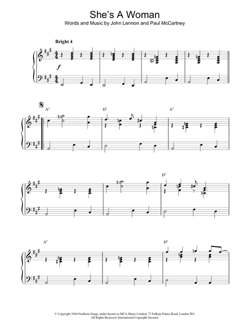 She's A Woman - The Beatles (Piano Solo)