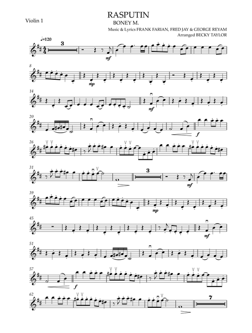 Rasputin (Arr. Becky Taylor) - Boney M (String Quartet)