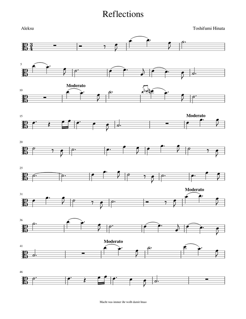 Reflections (for viola) Sheet music for Viola (Solo)