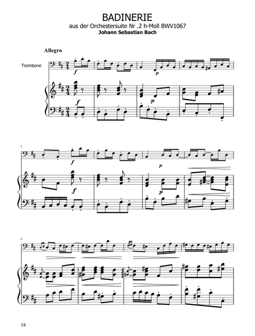 Badinerie - J.S Bach - BWV 1067 - Trombone Solo w/ Piano (Arr. Ygor Nunes) - Johann Sebastian Bach (Trombone and Piano)