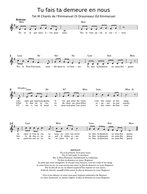 Tu fais ta demeure en nous - Chants de l'Emmanuel