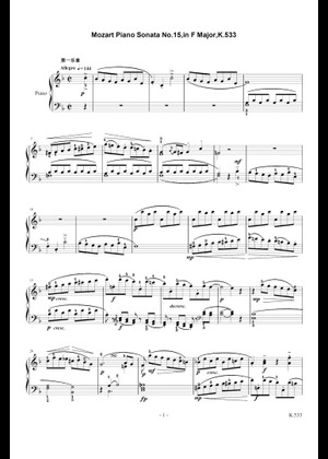 Sonata No. 15, 3rd Movement K. 533 Sheet Music for Piano (Solo