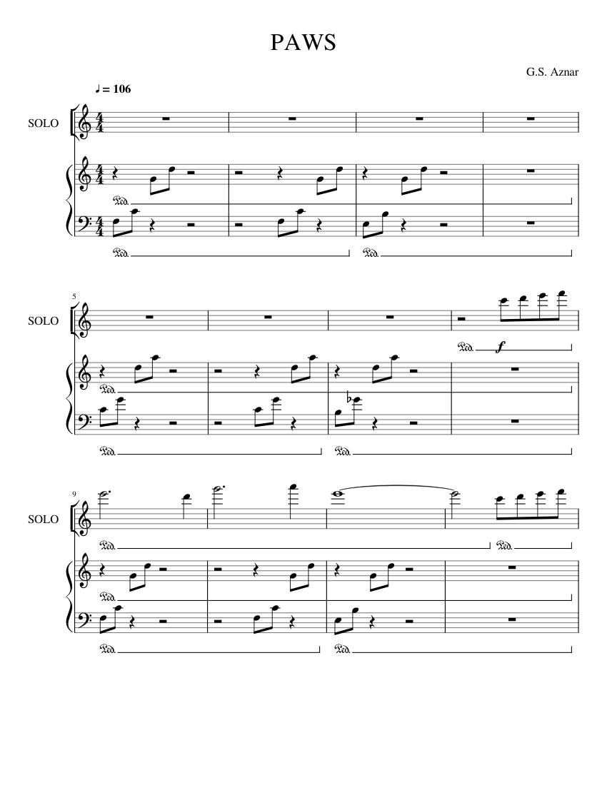 Paws Score Worksheet PAWS Sheet Music for Piano (Mixed Trio) | MuseScore.com
