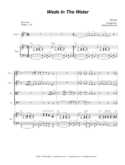 Wade In The Water (for String Quartet and Piano) (Arr. Stephen DeCesare) - Spiritual (String Quartet)