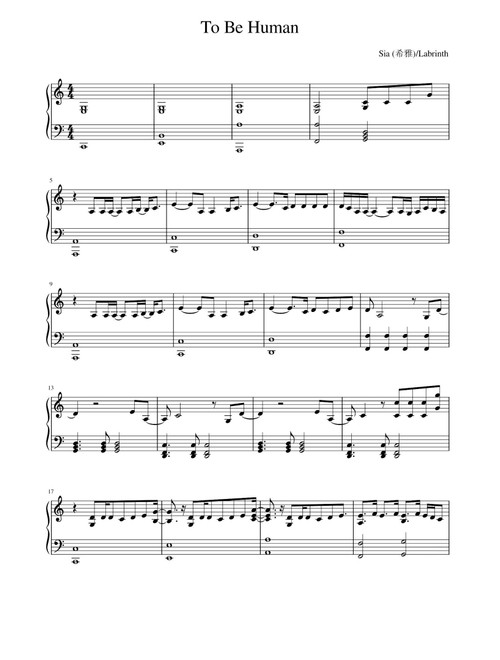 To Be Human (Arr. Sia feat. Labrinth) - Sia feat Labrinth (Piano Solo)