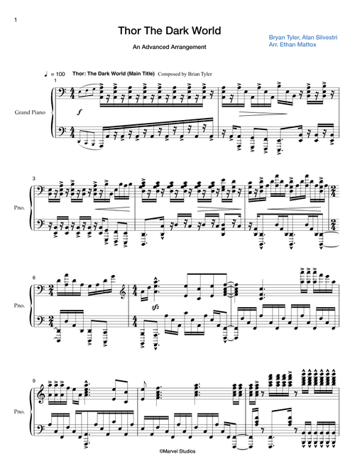 Thor: The Dark World (Arr. Ethan Mattox) - Brian Theodore Tyler (Piano Solo)