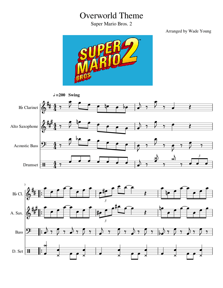 Overworld Theme - Super Mario Bros. 2 Sheet Music for Clarinet in b ...