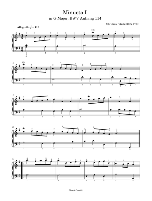 Minueto I in G Major (BWV Anhang 114)