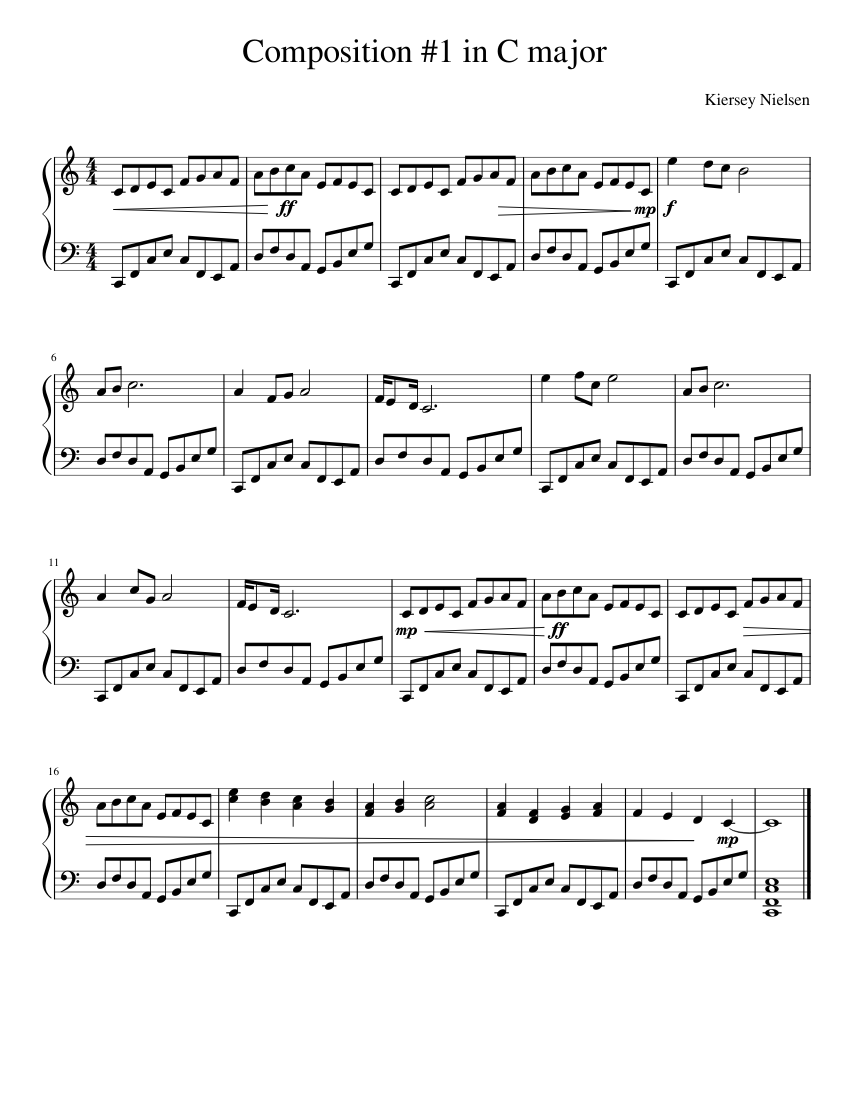 Composition #1 in C major Sheet Music for Piano (Solo) easy | MuseScore.com