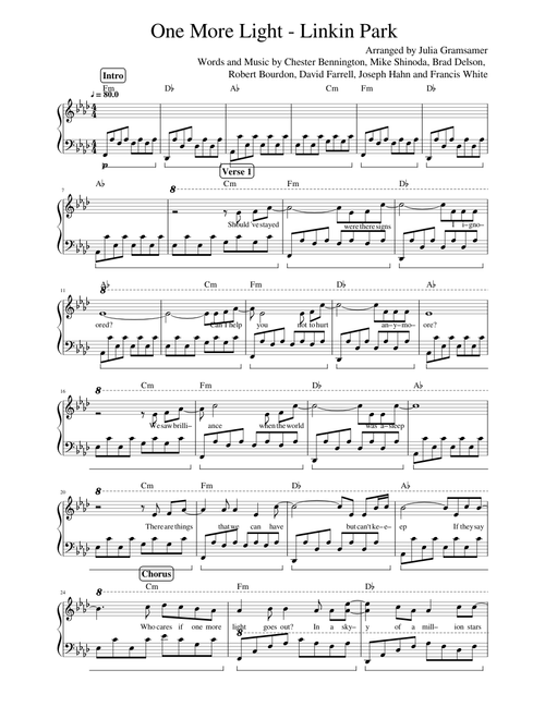 One More Light - Linkin Park (Easy Piano Version)