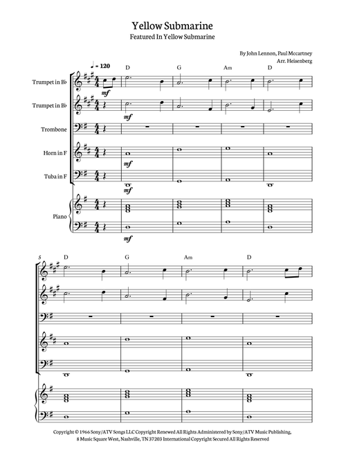 Yellow Submarine (Arr. Heisenberg) - The Beatles (Brass Ensemble)