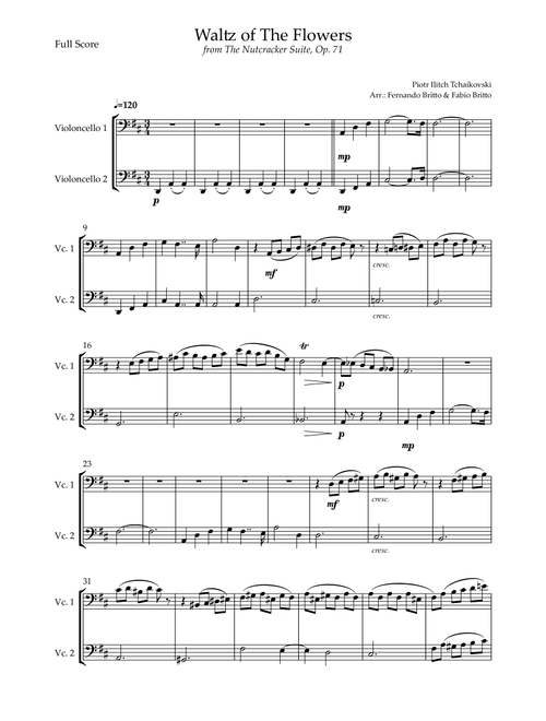 Waltz of The Flowers - from Nutcracker (P. I. Tchaikovsky) for Cello Duo (Arr. Fernando Britto, Fabio Britto) - Piotr Ilitch Tchaikovsky (Cello Duet)