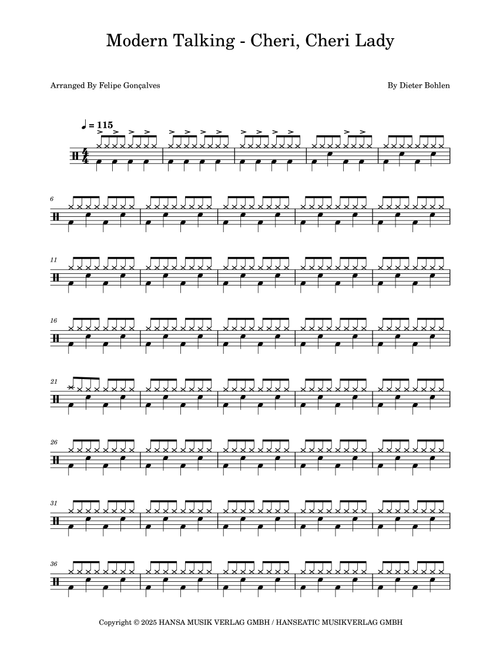 Cheri, Cheri Lady (Arr. The Ninja) - Modern Talking (Drums)