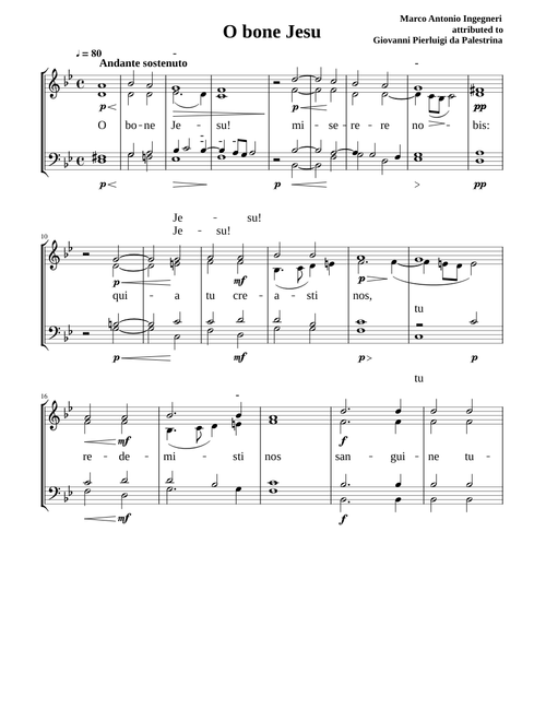 O bone Jesu - Marco Antonio Ingegneri, misattrib. to Giovanni Pierluigi da Palestrina