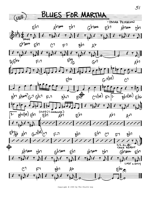 Blues For Martha - Oscar Peterson (Real Book - Melody-Chords)