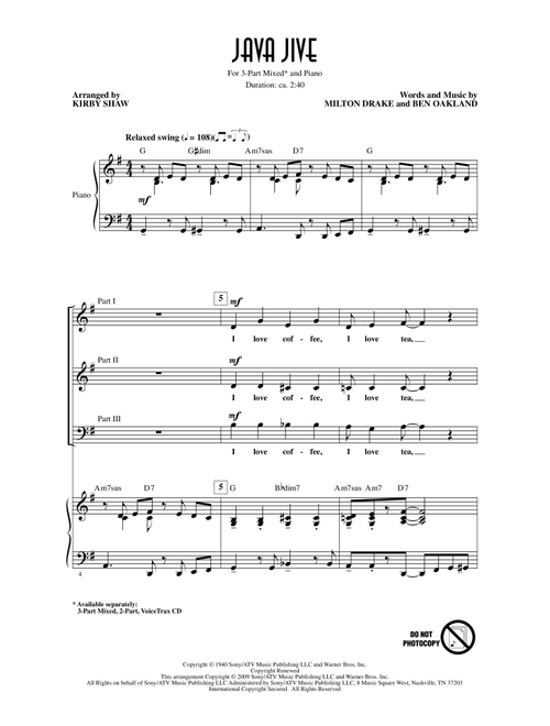 Java Jive (arr. Kirby Shaw) - The Ink Spots (Choral, 3-Part Mixed)