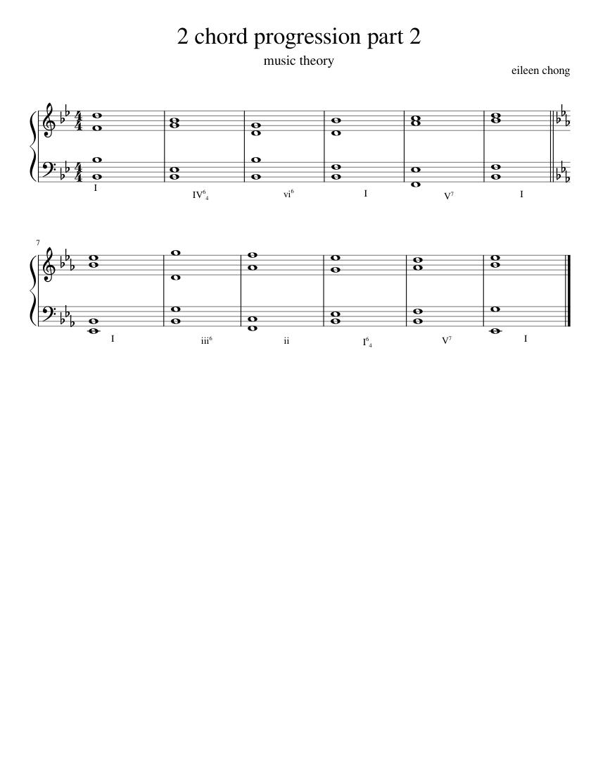2 chord progression part 2 Sheet music for Piano (Solo) Easy ...