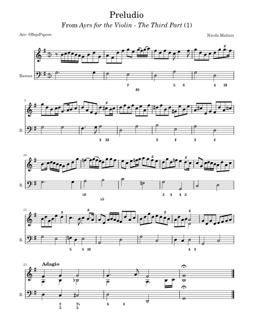 Ayrs for the Violin: The Third Part: Preludio - Nicola Matteis
