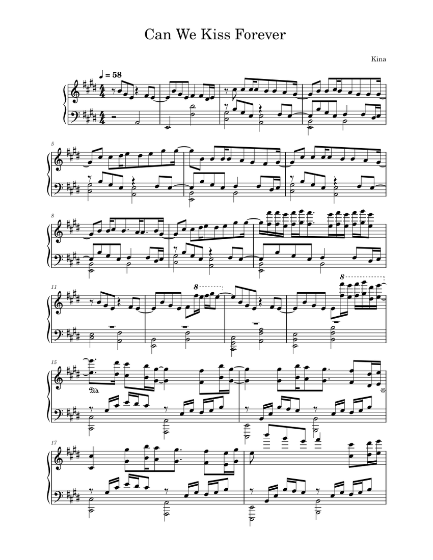 Can We Kiss Forever? Kina Sheet music for Piano (Solo)