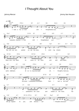 ビッグバンド楽譜「I Thought About You」 無料楽譜】I Thought About You（君のことばかり）／J. Van Heusen【JAZZ】