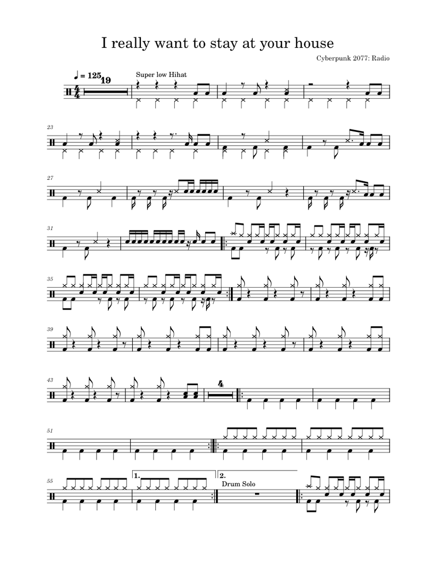 I REALLY WANT TO STAY AT YOUR HOUSE Rosa Walton Drum cover Sheet
