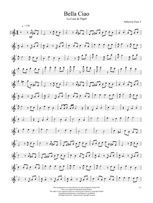 Bella Ciao (Arr. Flute T) - Lä Casa de Papel (Flute Solo)