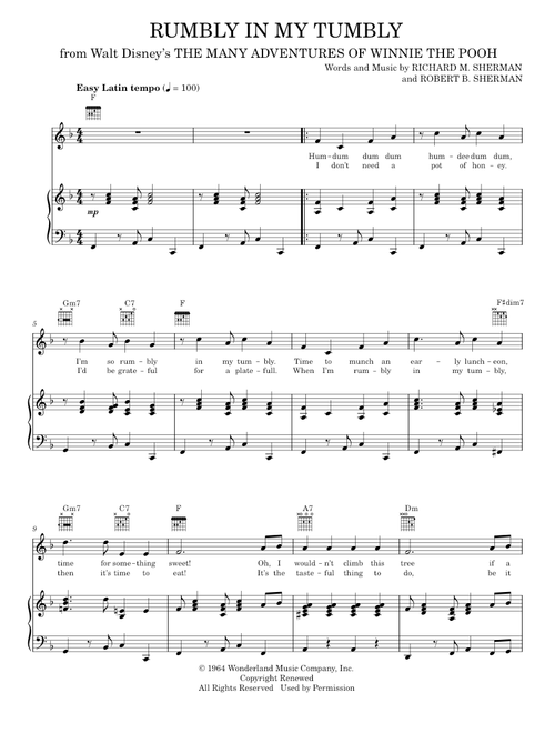 Rumbly In My Tumbly - Dave Tomlinson, Mary Poppins Movie, Sherman Brothers (Piano-Vocal-Guitar)