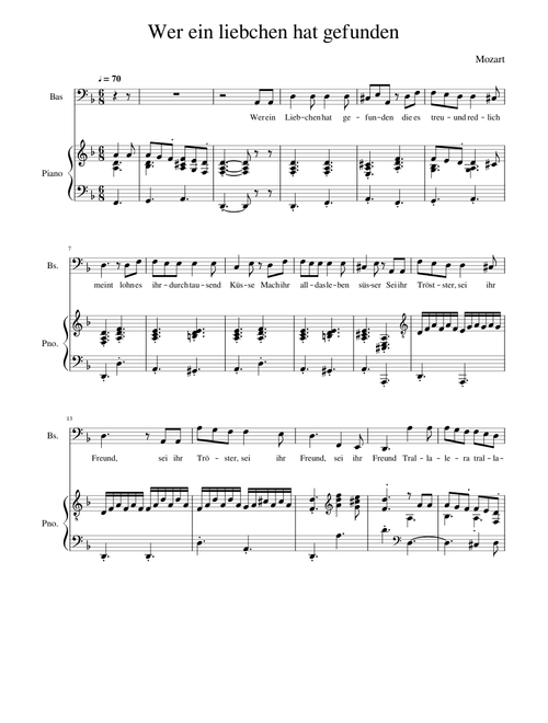 Wer ein liebchen hat gefunden D-minor