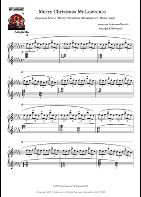 坂本龍一 Merry Christmas Mr. Lawrence ピアノ譜 Merry Christmas, Mr. Lawrence - Ryuichi Sakamoto Sheet Music for