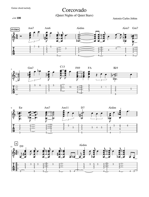 Corcovado (guitar chord melody)